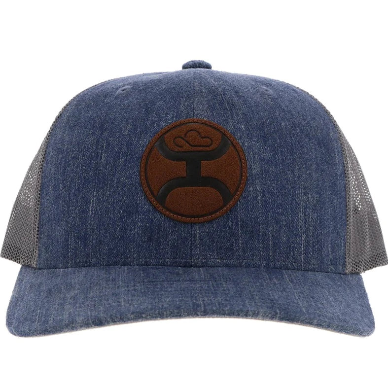 Blush Denim and Grey Unisex Trucker Cap with Circle Patch