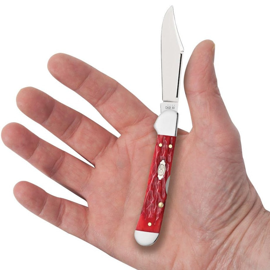 Peach Seed Jig Dark Red Bone CS Mini CopperLock® Pocket Knife