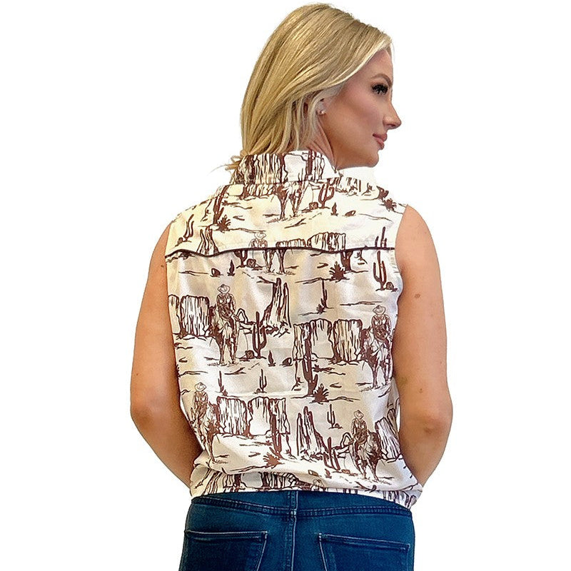 Beige Sleeveless On The Trail Top