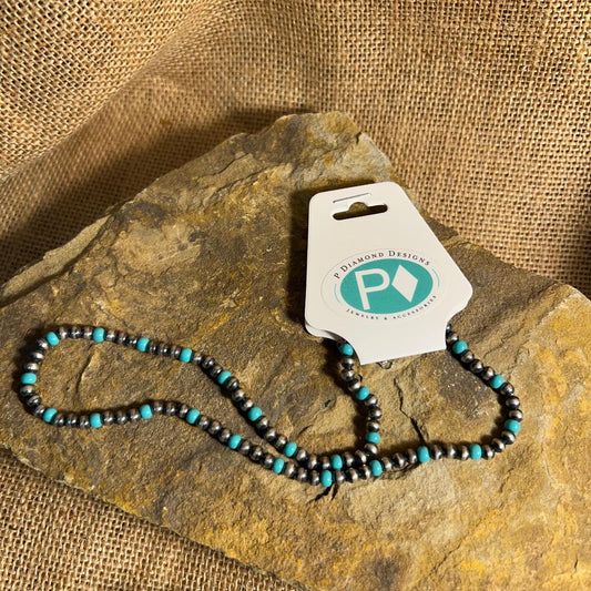 Turquoise & Navajo Pearl 14-inch Chain Necklace