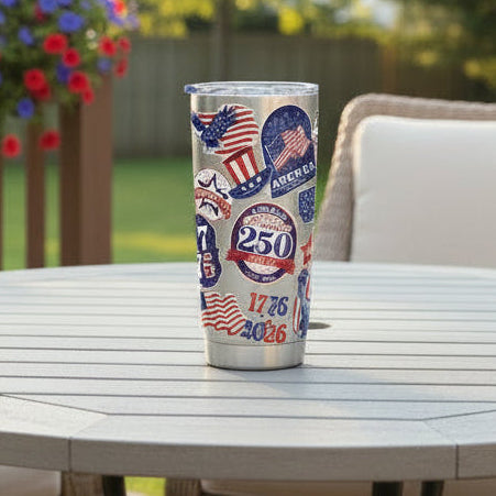 "250 Years-Sticker look" 20 Oz. Tumbler