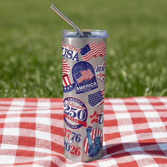 "250 Years Sticker look" 23 Oz. Tumbler With Straw