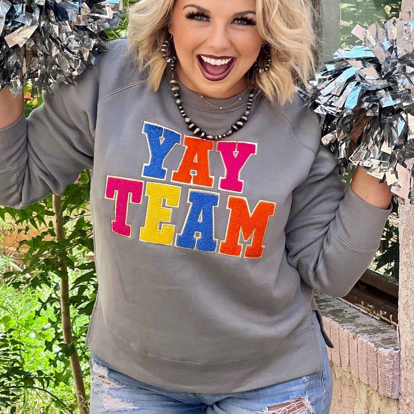 Sync Logic Yay Team Chenille Applique Sweatshirt