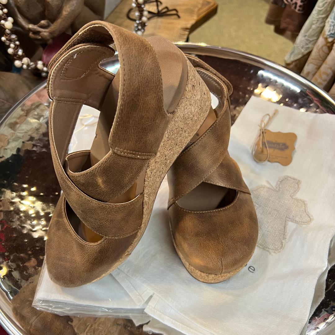 Corkys Case Closed Crisscross Cork Wedge