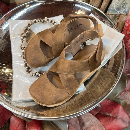 Corkys Cased Closed Crisscross Cork Wedge