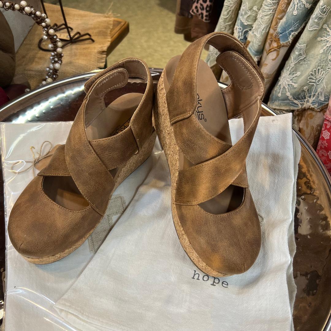 Corkys Case Closed Crisscross Cork Wedge