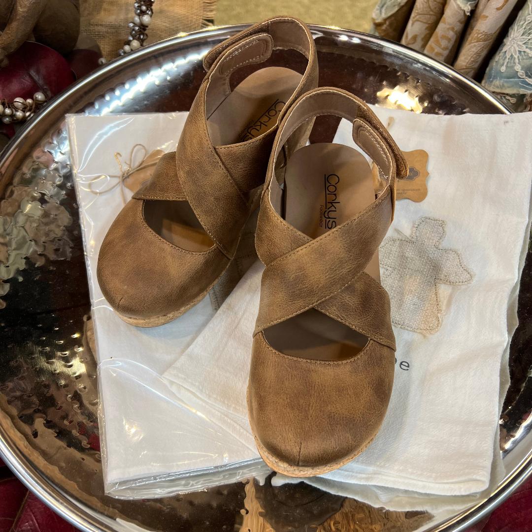 Corkys Case Closed Crisscross Cork Wedge