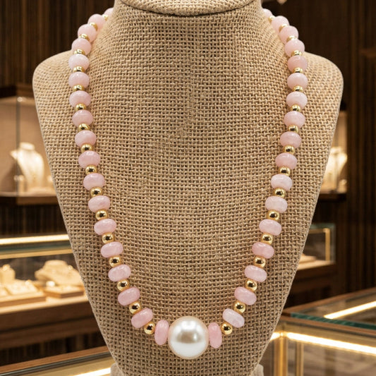 Aylani Light Pink Beaded Pearl Necklace