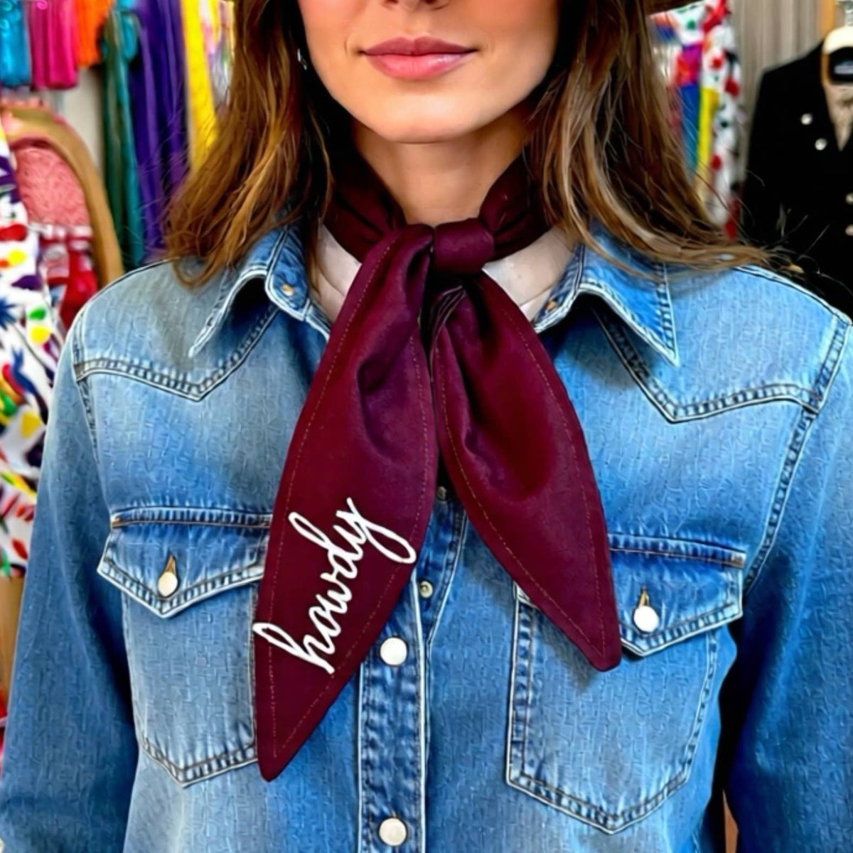 Howdy Embroidered Ascot Scarf