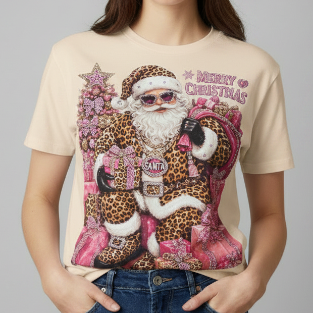 Bling Merry Christmas Cheetah Santa