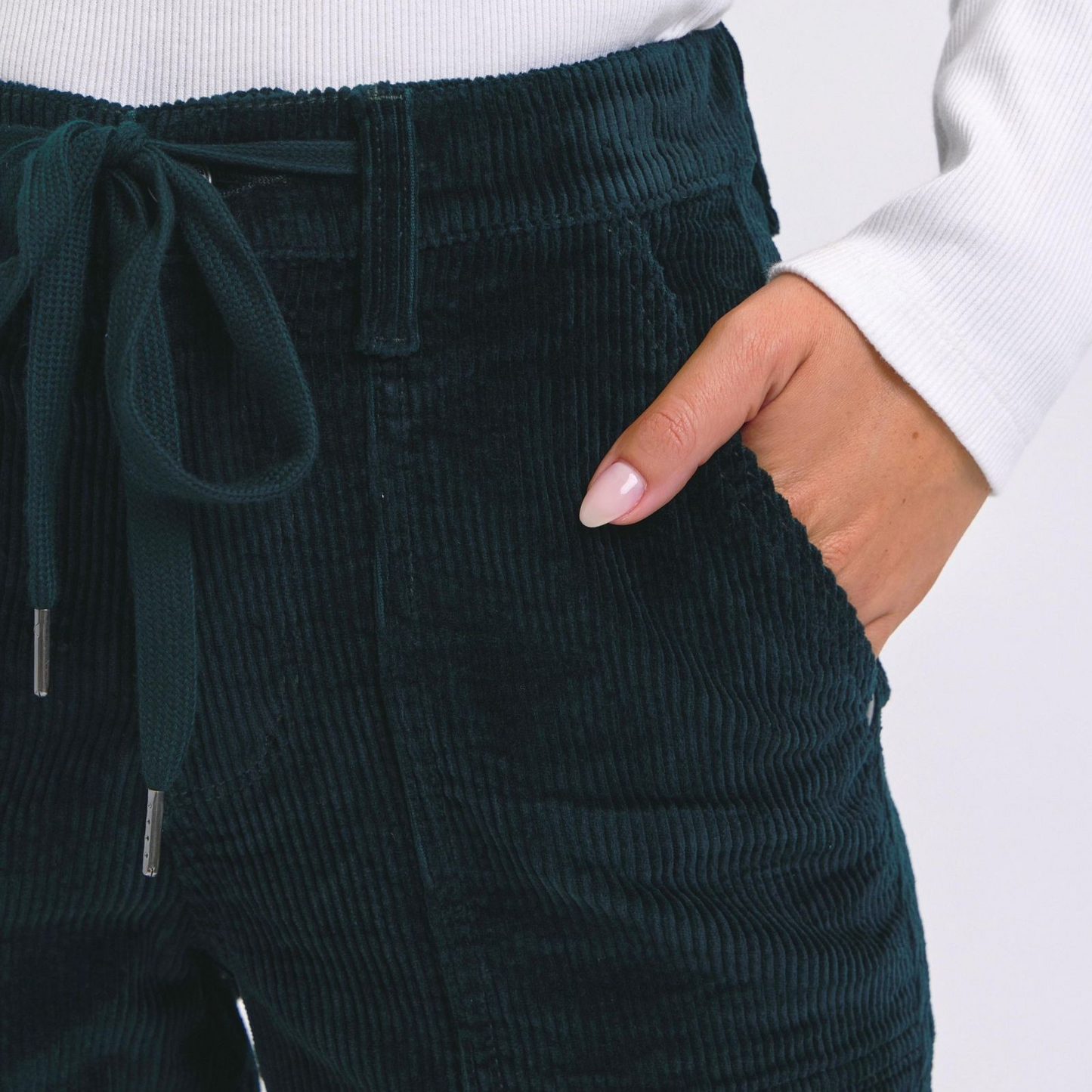 High Waisted Emerald Corduroy Cuffed Jogger