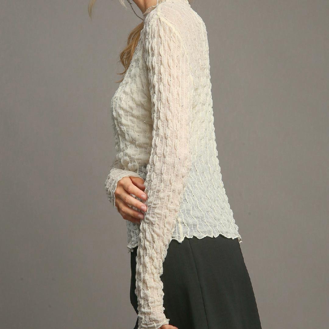 Stretch Long Sleeve Lace Top