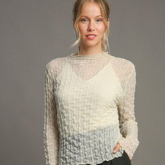 Stretch Long Sleeve Lace Top