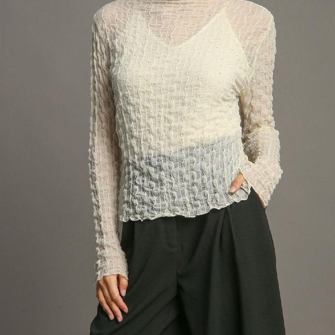 Stretch Long Sleeve Lace Top