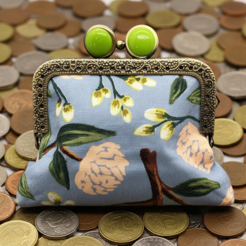 Mini Clutch Coin Purse - Peony Dusty Blue
