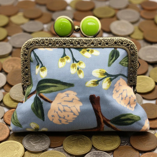 Mini Clutch Coin Purse - Peony Dusty Blue