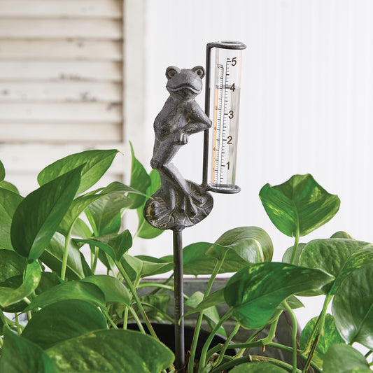 Frog Rain Gauge Garden Pick