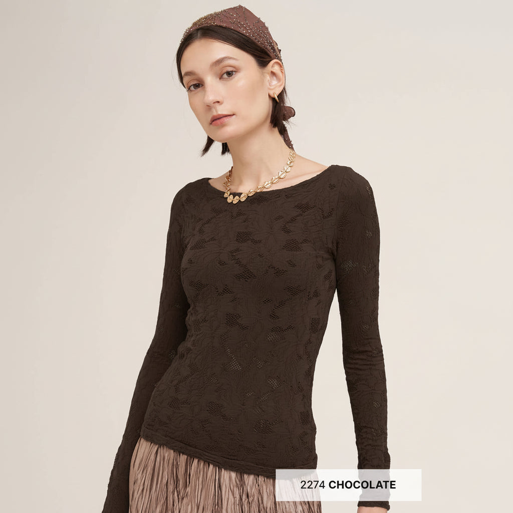 Floral Lace Boat Neck Top... Choose your Fave...Chocolate or White