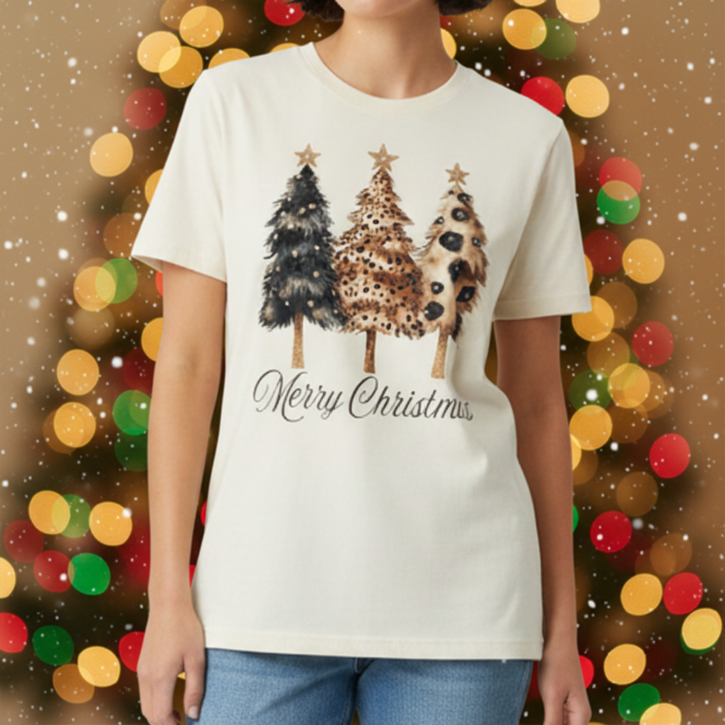 Bling Merry Christmas Cheetah Trees