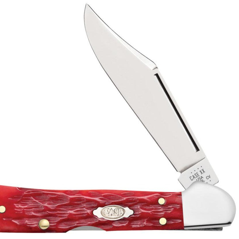 Peach Seed Jig Dark Red Bone CS Mini CopperLock® Pocket Knife