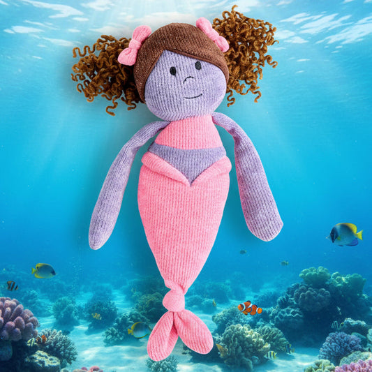 Purple Crochet Mermaid Plush - 12in