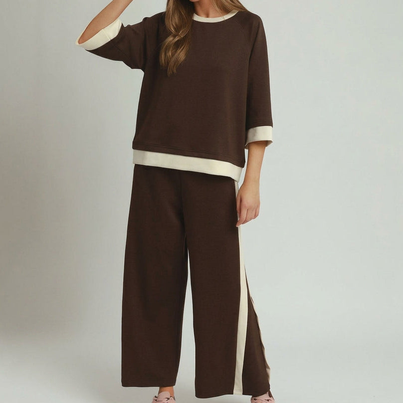 Color Block Raglan Top and Pant Set