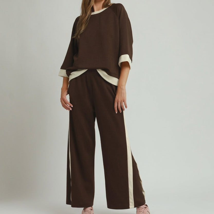 Color Block Raglan Top and Pant Set