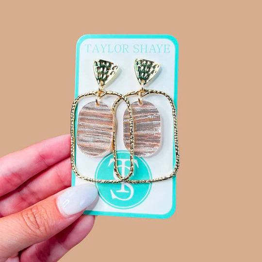Rose Shimmer Oval Hoop Earrings
