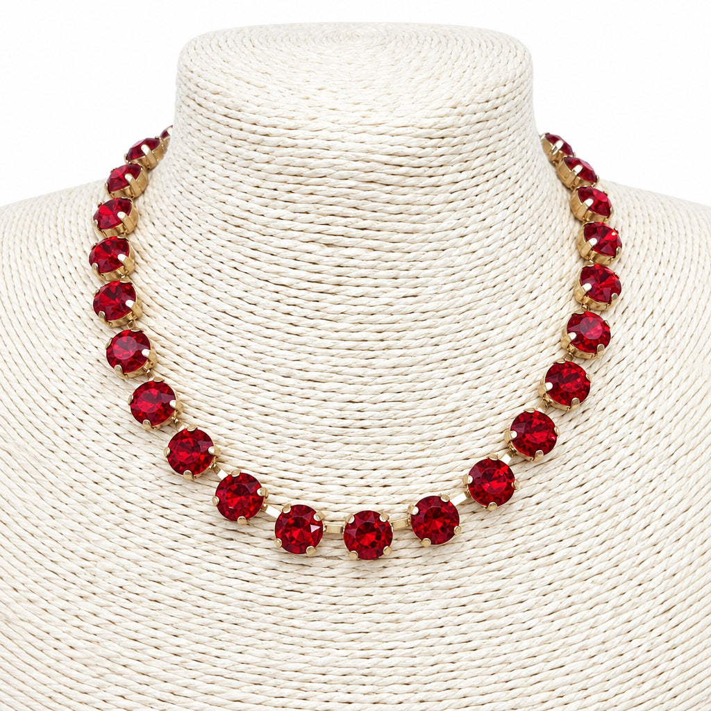 Red Stone Crystal 16"-18" Necklace
