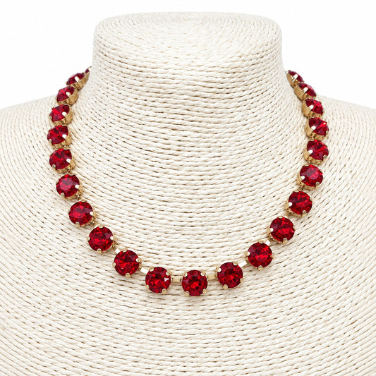 Red Stone Crystal 16"-18" Necklace