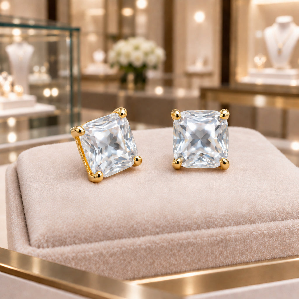 AB Clear Square Stone Stud Earring