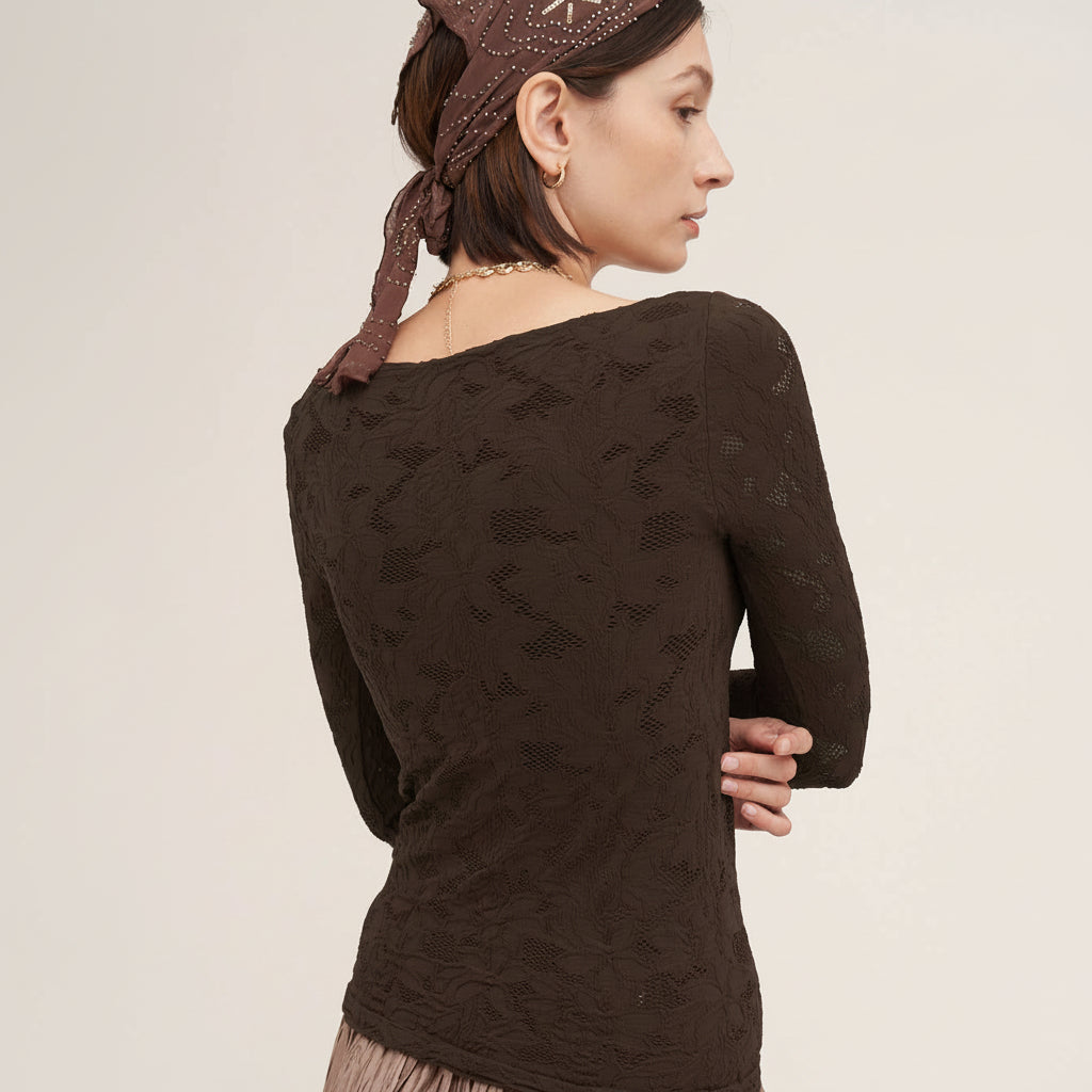 Floral Lace Boat Neck Top... Choose your Fave...Chocolate or White