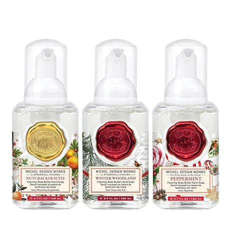 Michel Design Works Wintertime Mini Foaming Soap 3-Pack Set (Nutcracker Suite, Winter Woodland, Peppermint)