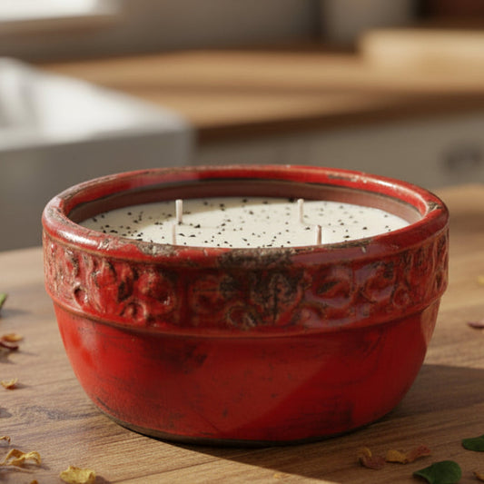 Red Vintage Round Bowl Pumpkin Caramel Candle