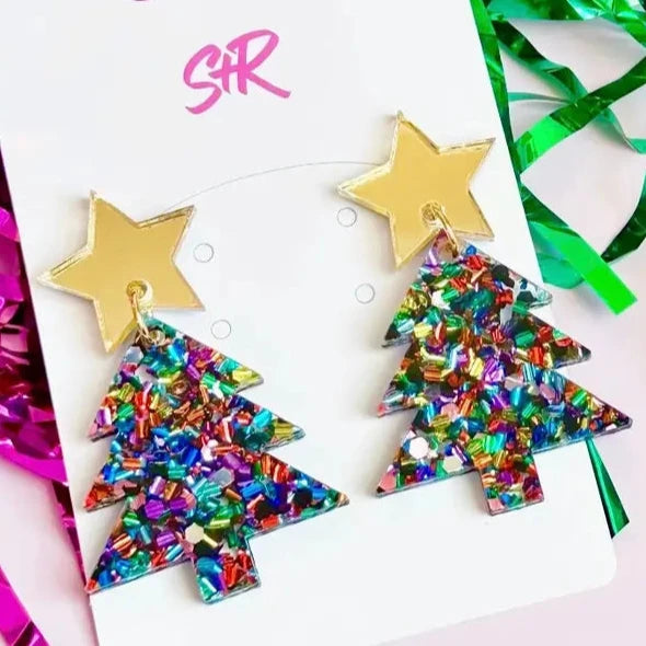 Multi-Colored Acrylic Party Tree with Gold Star