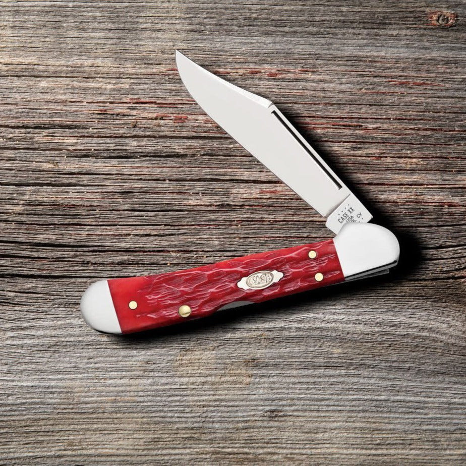 Peach Seed Jig Dark Red Bone CS Mini CopperLock® Pocket Knife