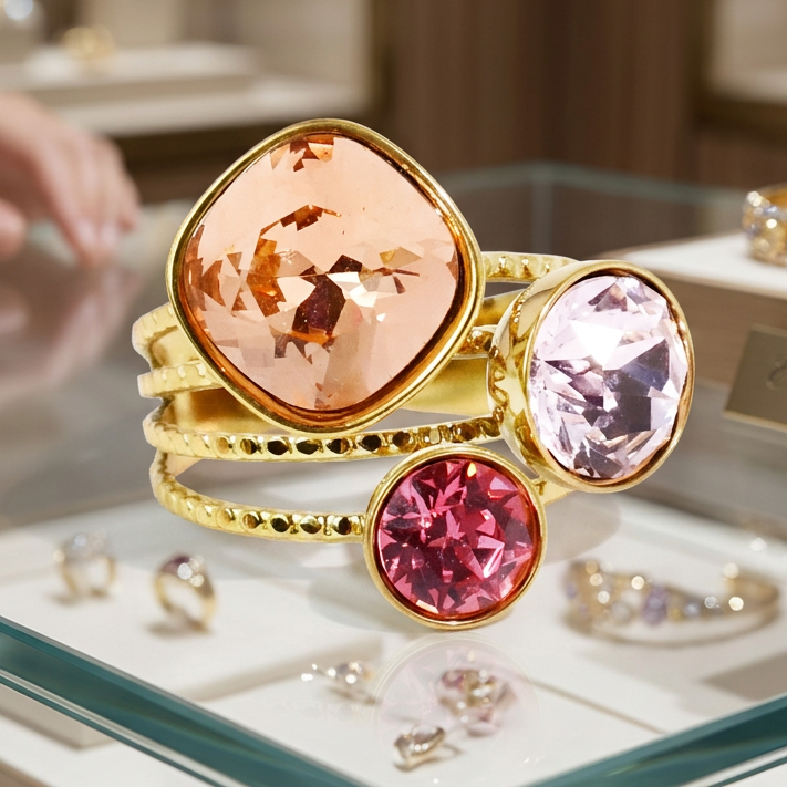 Peach Pop Crystal Ring Waterproof