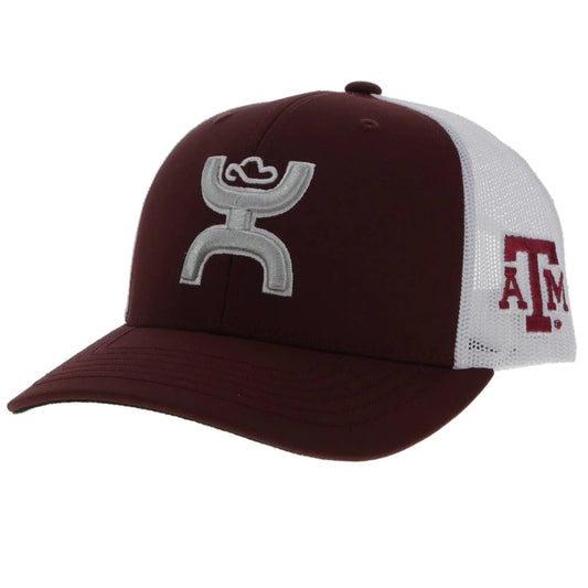 TEXAS A & M Maroon and White with Grey & White Hooey Logo