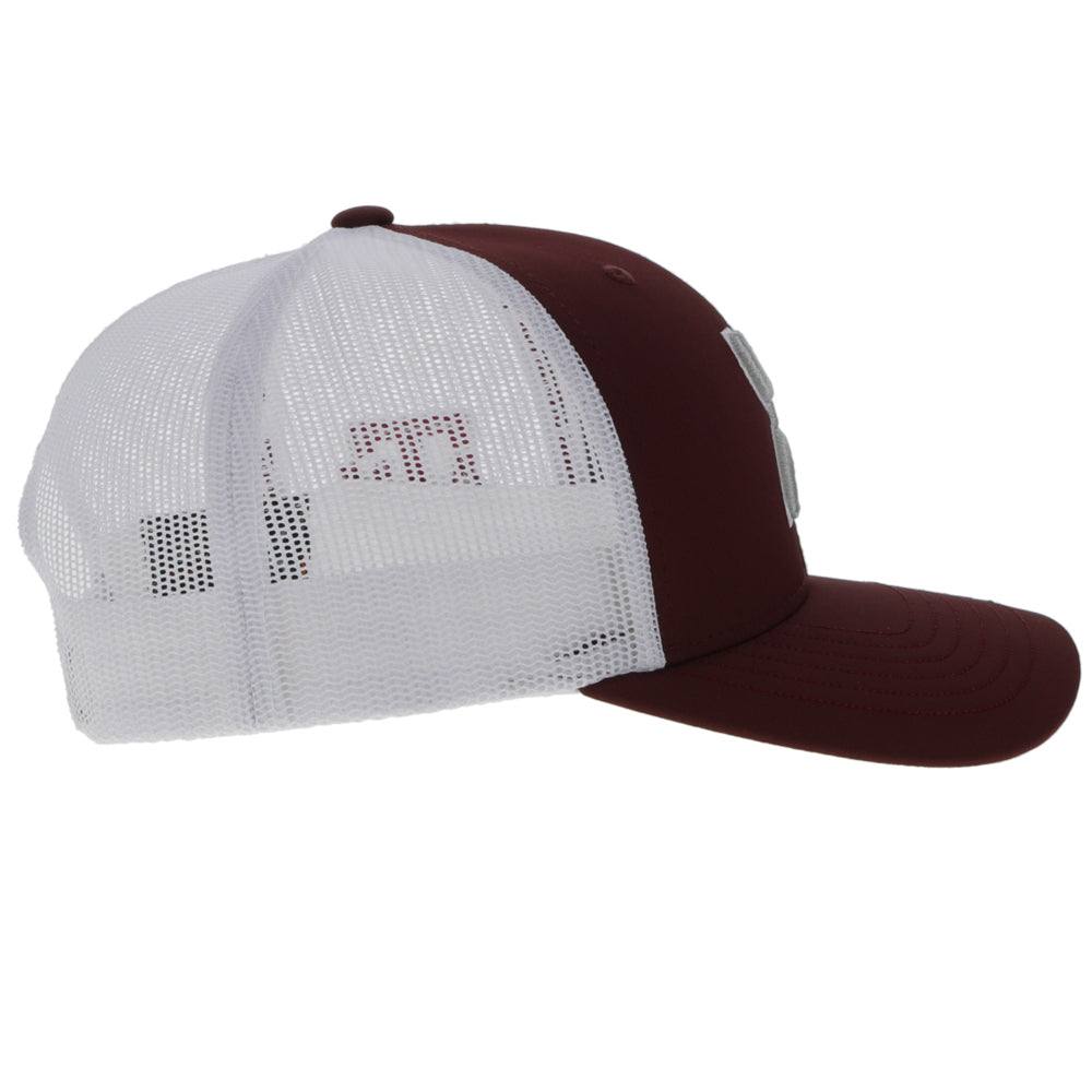 TEXAS A & M Maroon and White with Grey & White Hooey Logo
