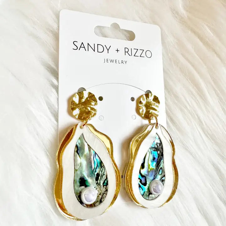 Gold Coastal Acrylic and Abalone Earring