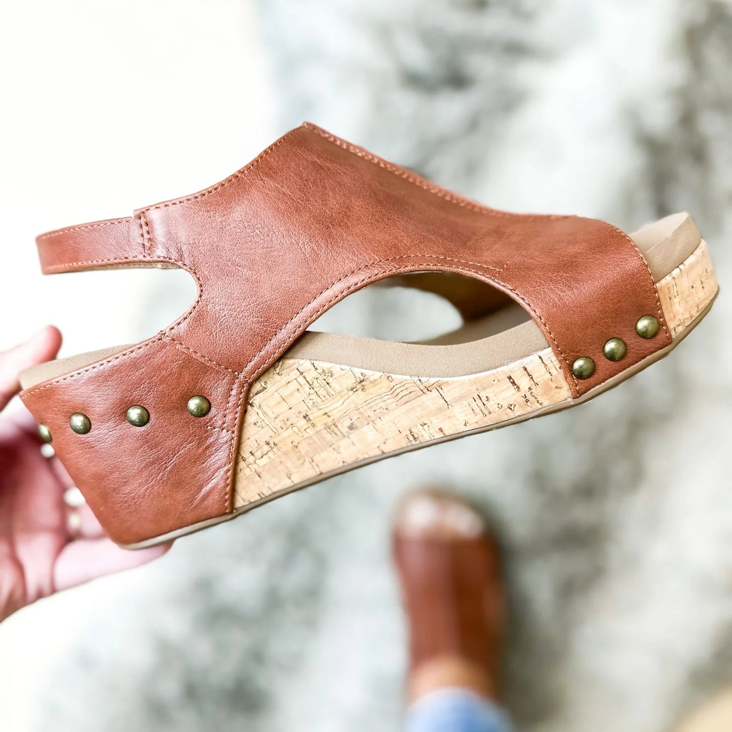 Corkys Whiskey Smooth Carley Wedge Sandals