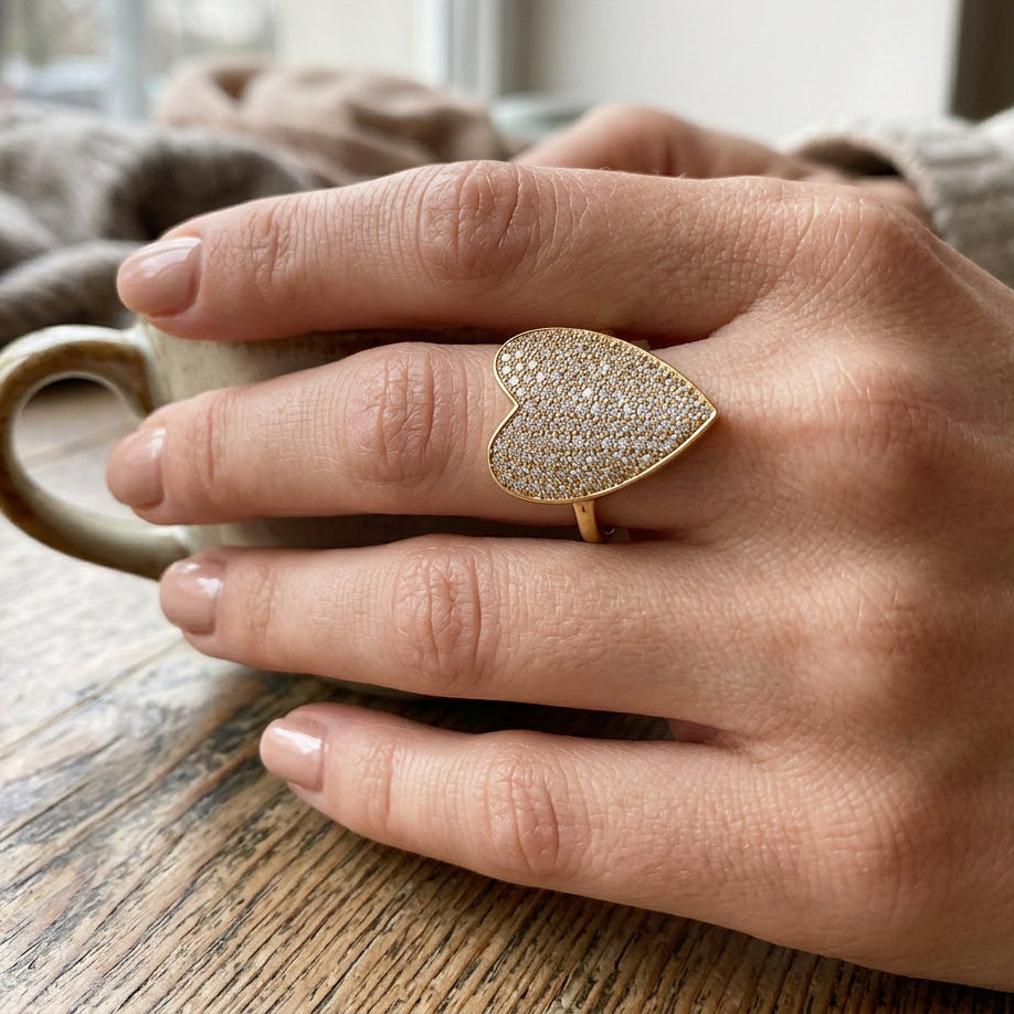 Big Gold Heart Ring – The Boutique at Wells Florist