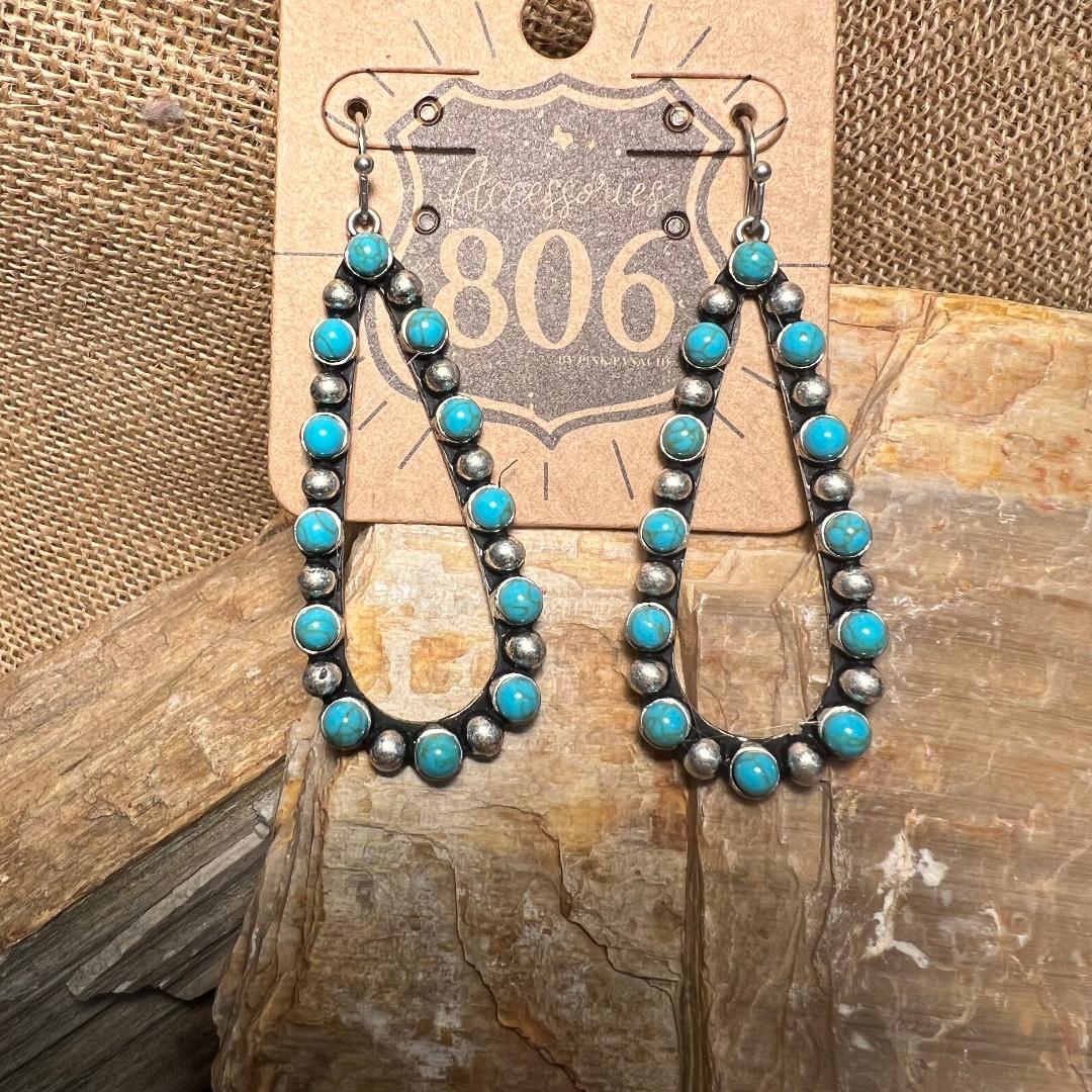 Silver & Turquoise Long Teardrop Dangle Earrings