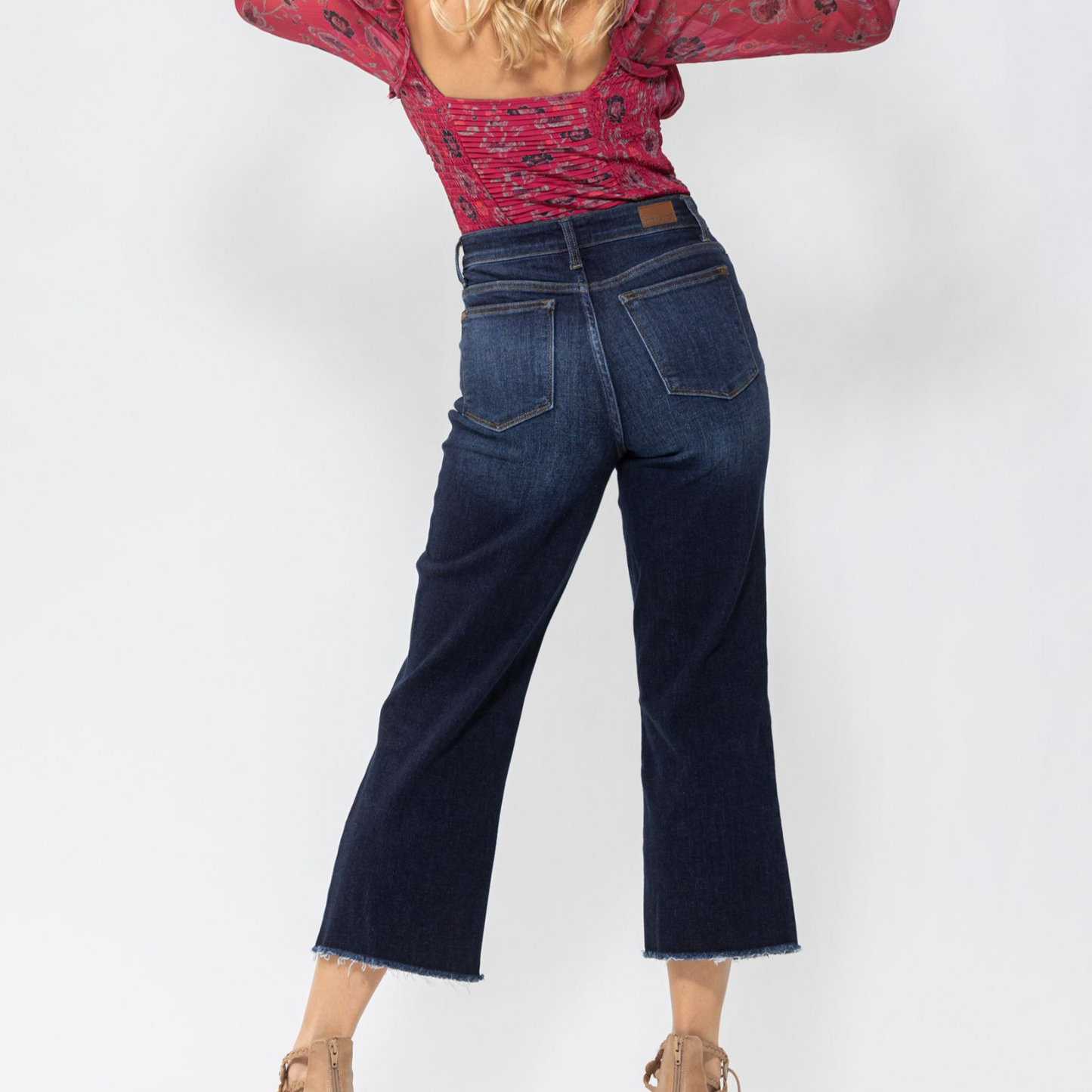 High Waisted Cropped Wide Leg Jean