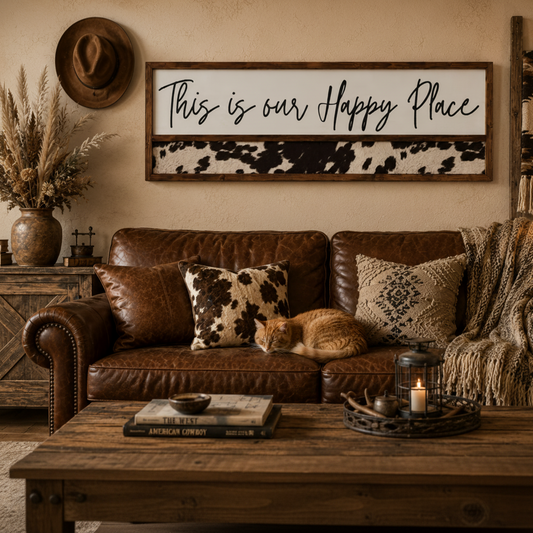 This Is Our Happy Place Sign Large Western Farmhouse Decor