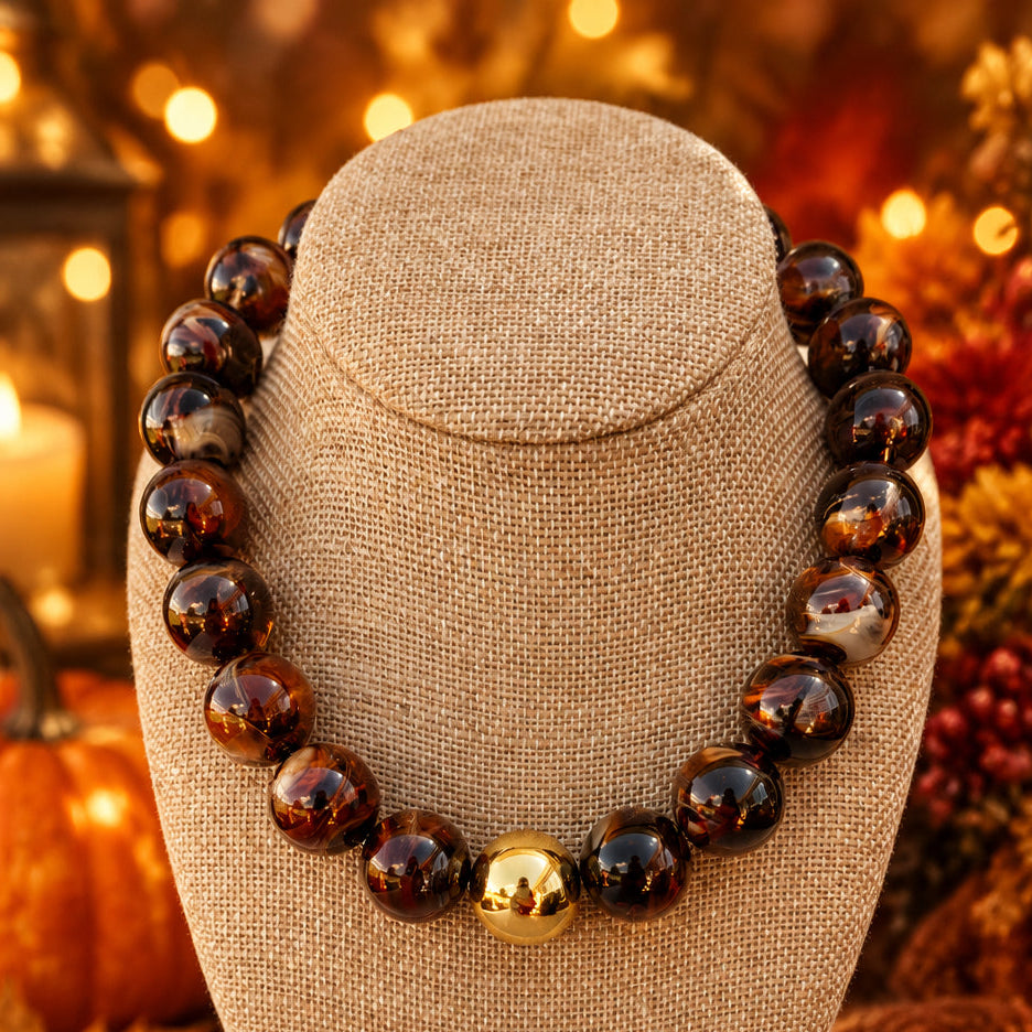 Brown Gold Bauble Necklace