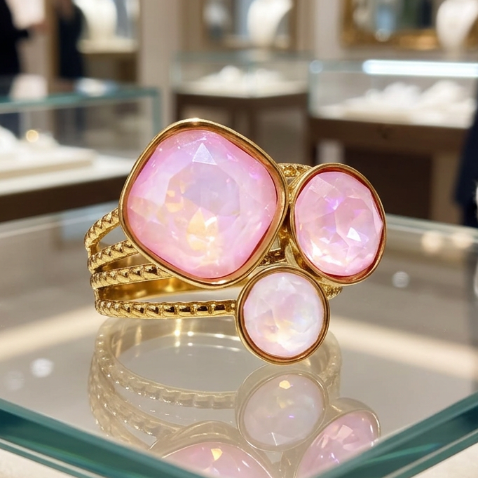 Pink Pop Crystal Ring Waterproof