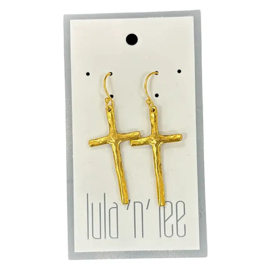 Antique Gold Cross Earrings