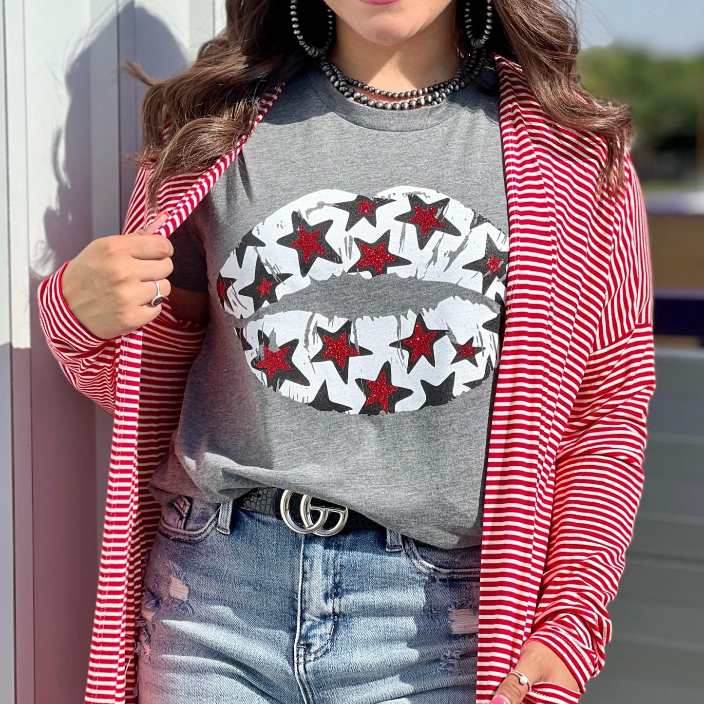 Star Lips Tee - Customizable Glitter