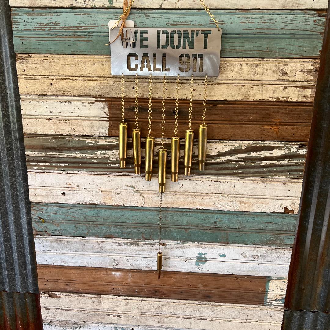 We Don't Call 911 Bullet Windchime .50 BMG